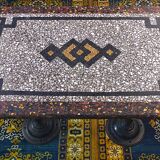 Early 20th century bistro table with cast iron base and Terrazzo top