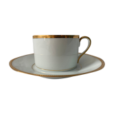 Tasse à thé et sous tasse en porcelaine et or Jammet Seignolles Limoges