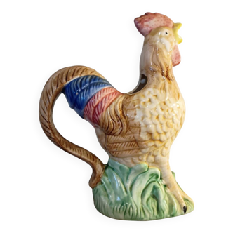 Pichet broc en forme de coq en barbotine vintage