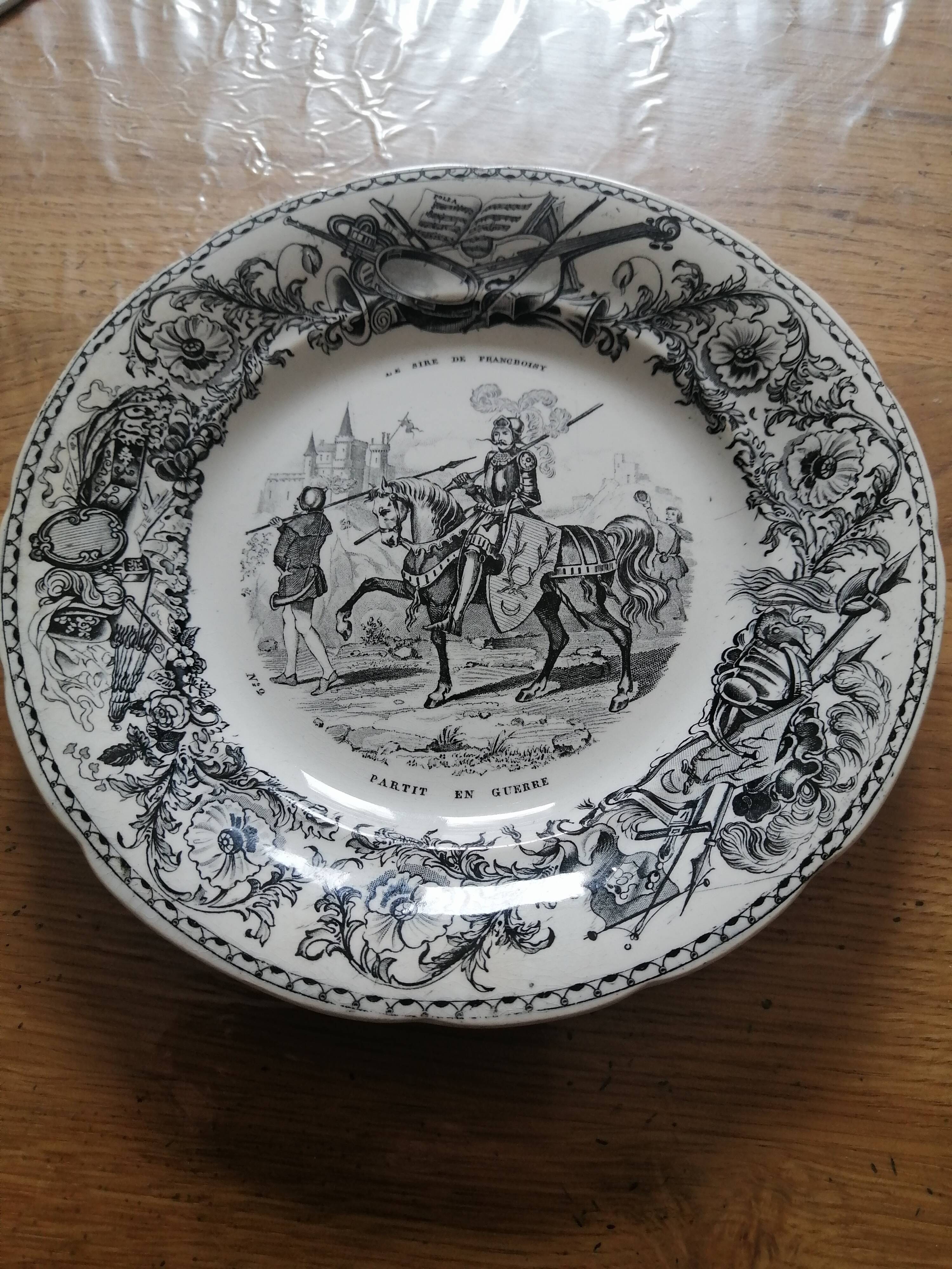 Set of eight talking plates