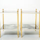 Pair of tables ends sofa brass chrome mirror