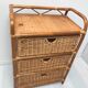 Vintage rattan wicker storage unit with 3 drawers