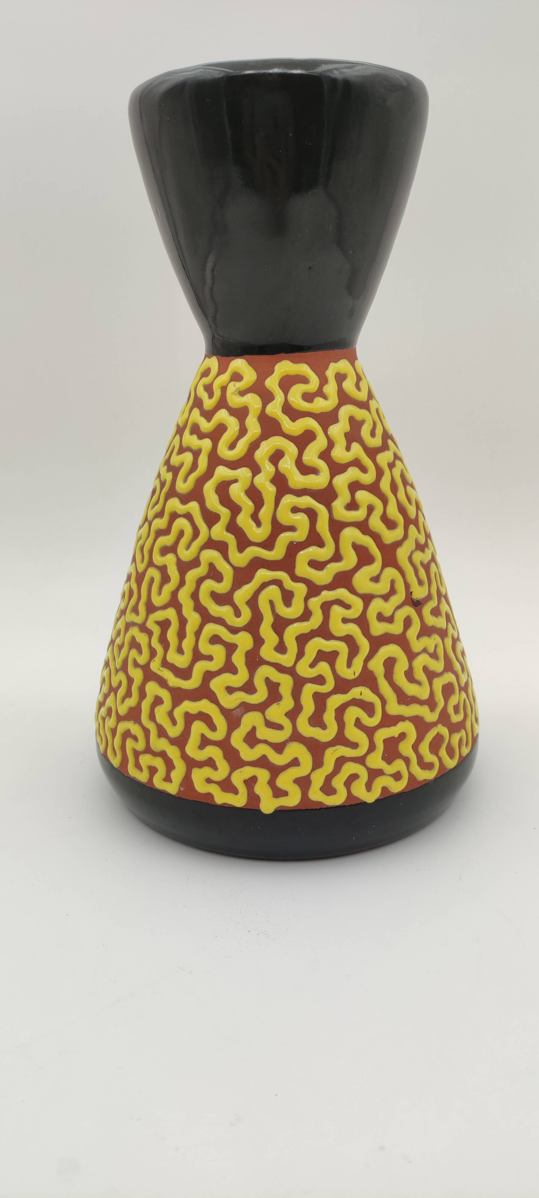 Ray Camart yellow and black ceramic vase