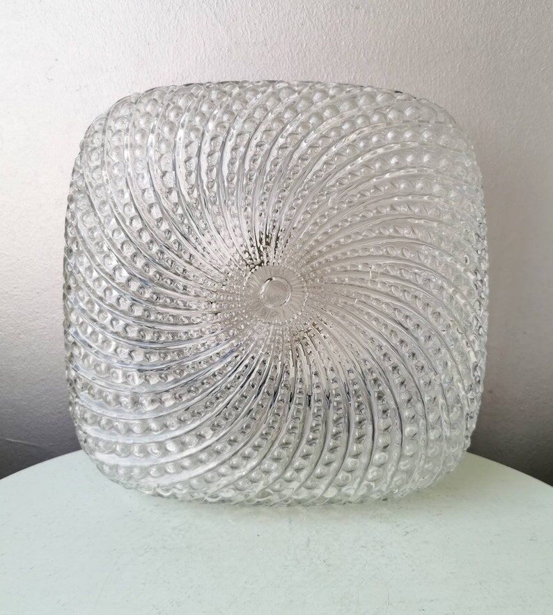 Square glass ceiling lamp, 1970
