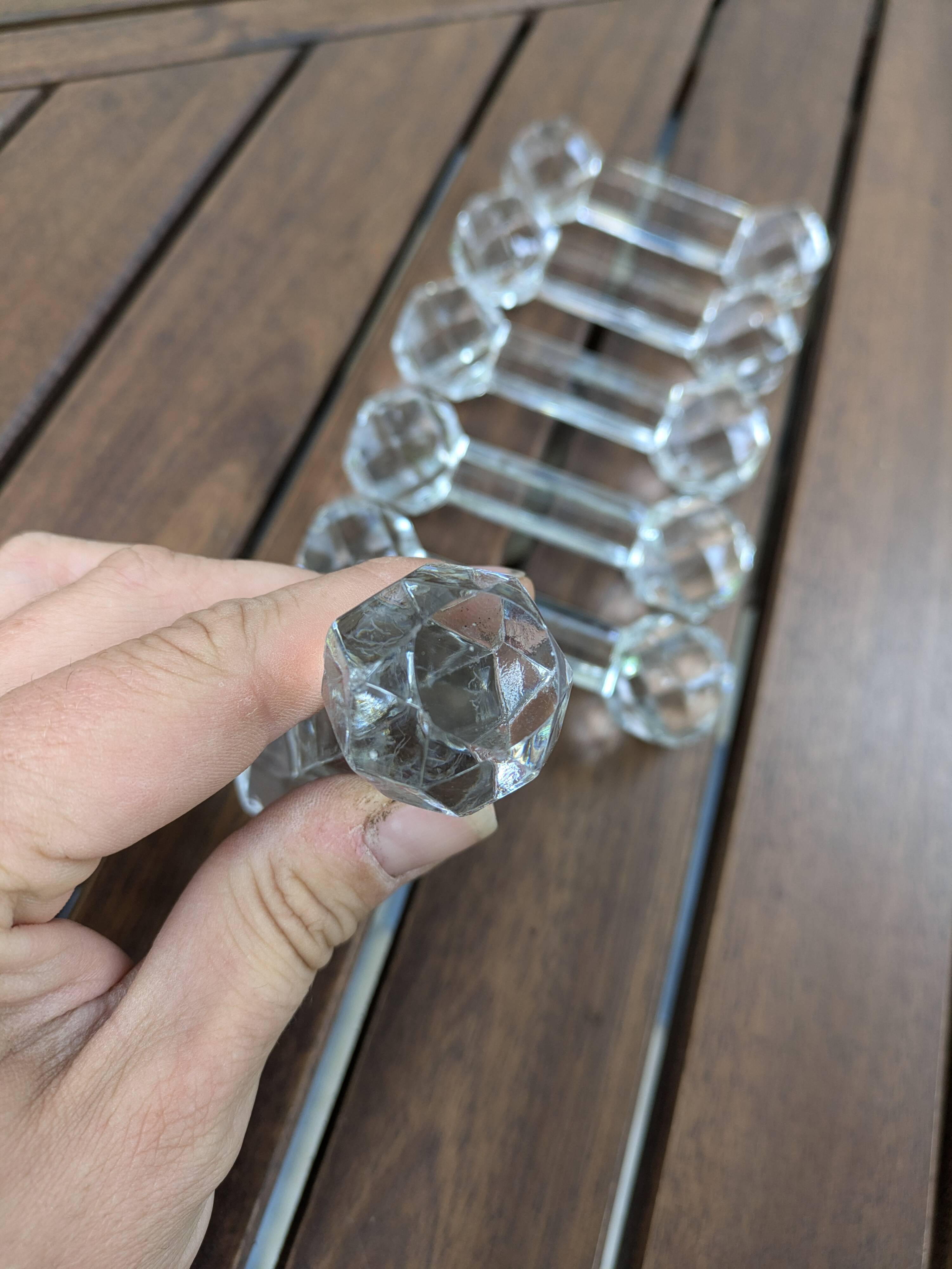 Set of 6 Antique Diamond Point Glass or Crystal Knife Rests