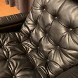 Leather swivel armchair, Denmark, 1960s