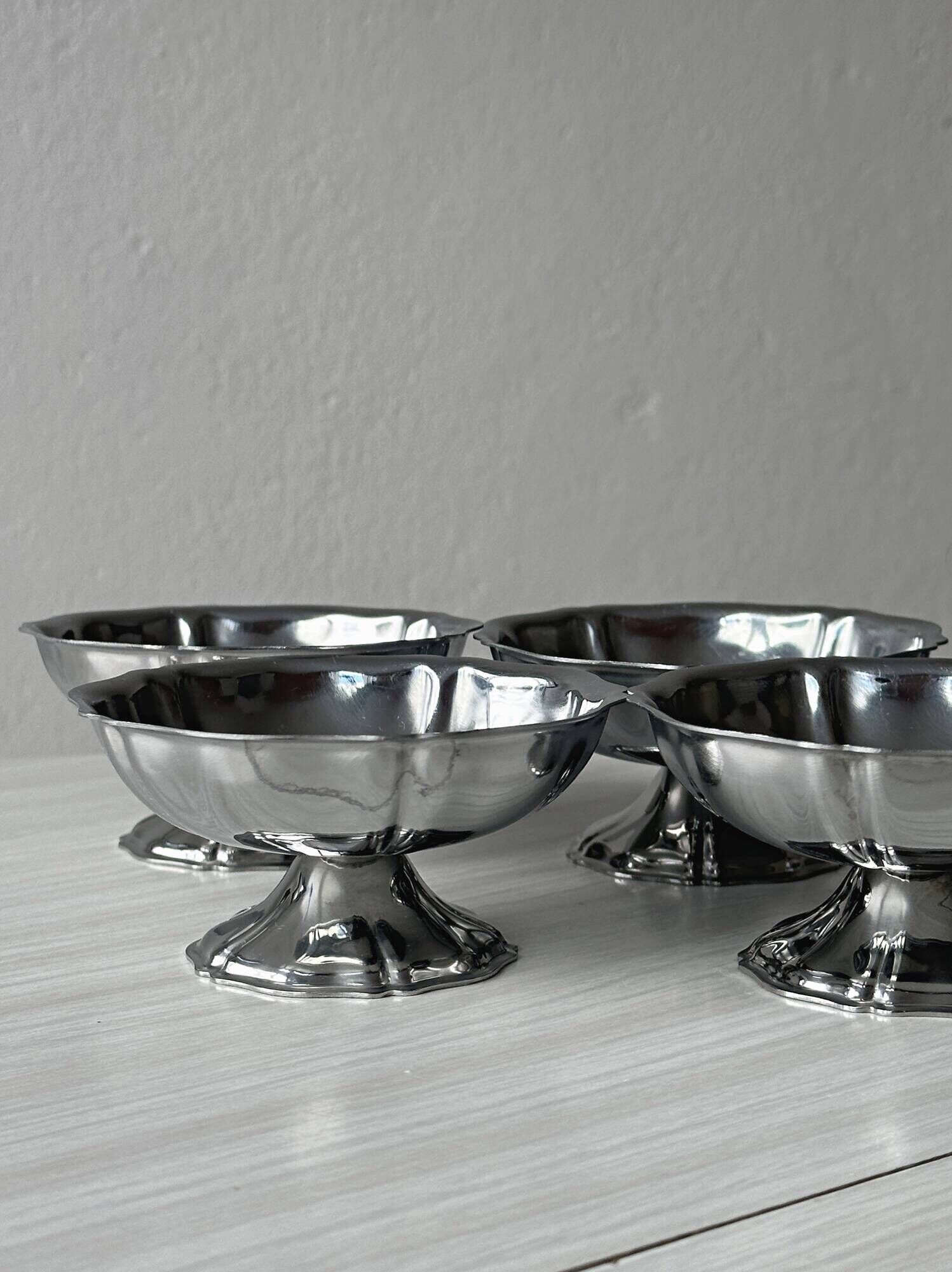 Set of 5 vintage silver-plated ice cream cups