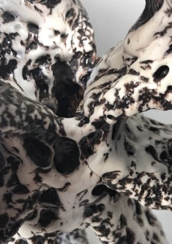 Triple candlestick Fat Lava signed Marius Giuge rare vintage Vallauris