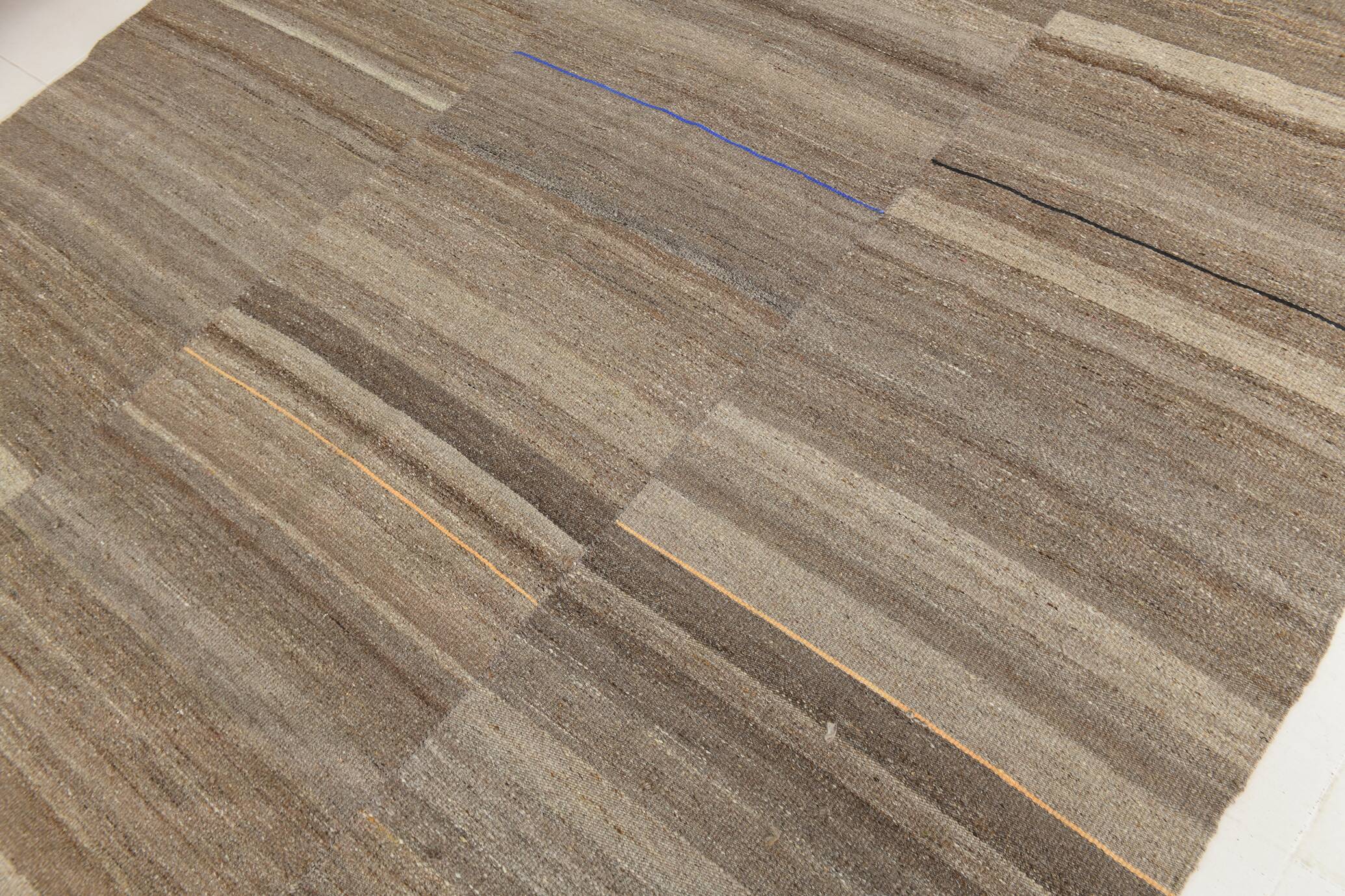 Brown & beige turkish vintage rug