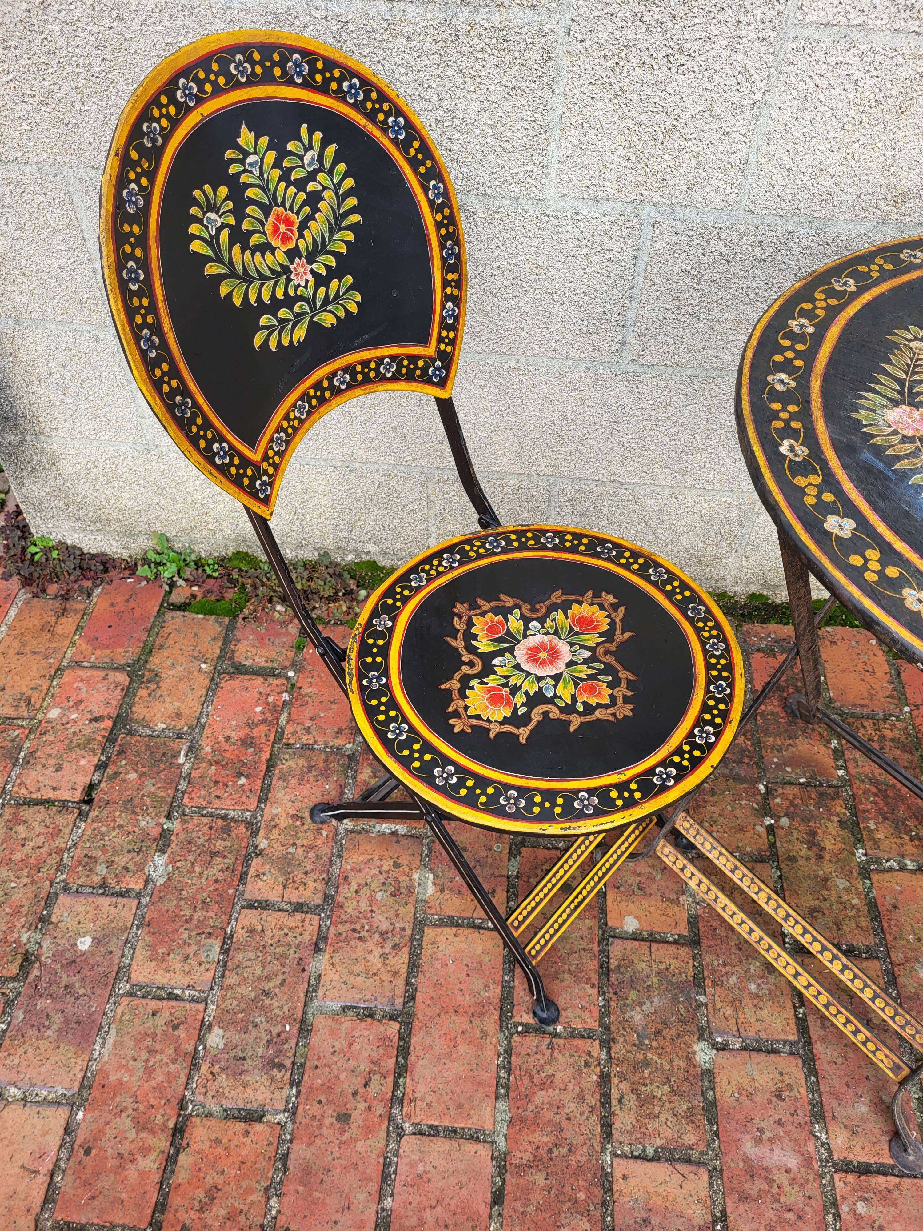 Set folding table and chairs metal Napoleon III style