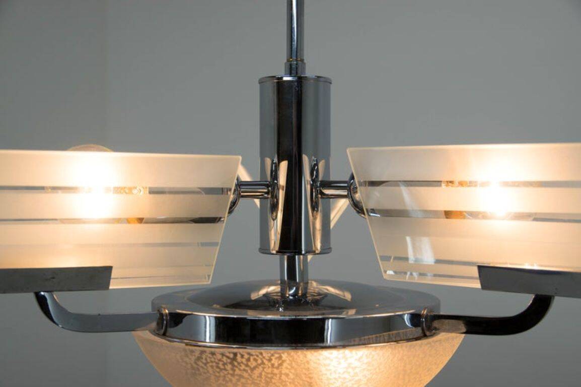 Rare Art Deco Chandelier, Czechoslovakia, 1930s