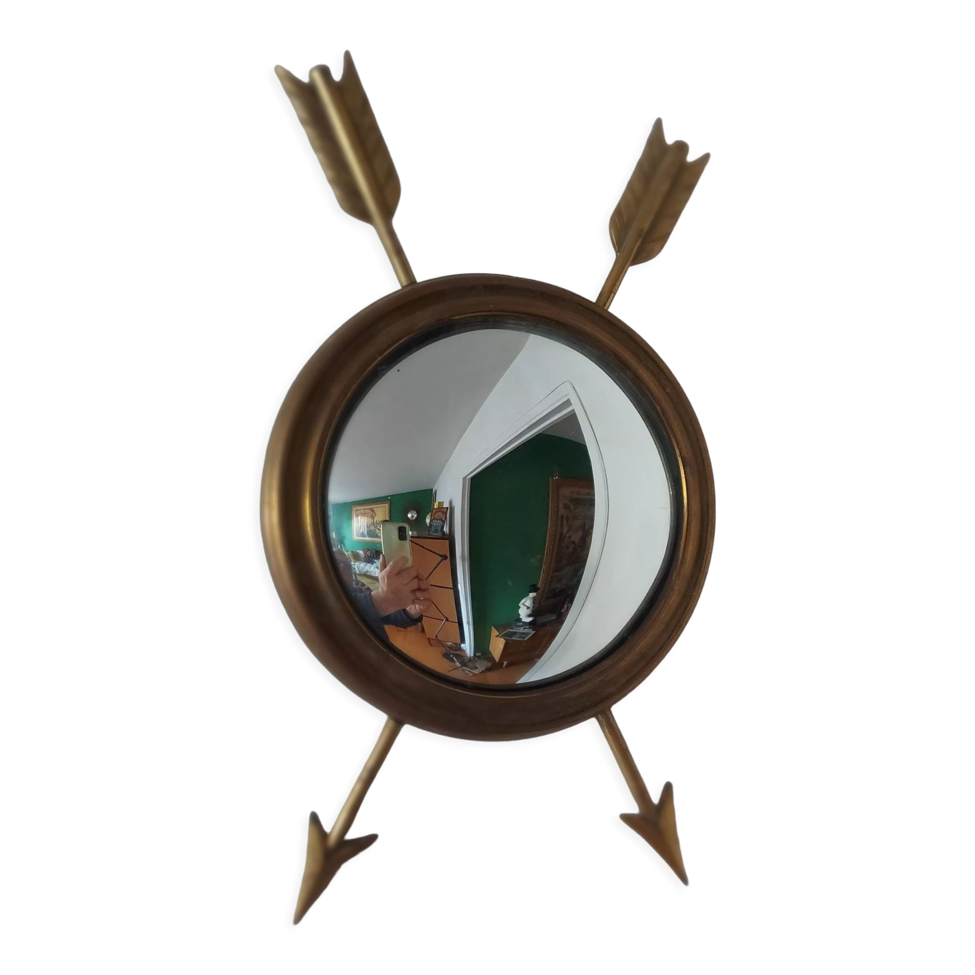 Curved brass witch's mirror