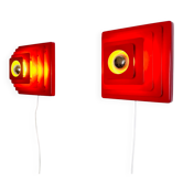 Multi-Layered Pyramid Wall Lamps In Red By Hustadt Leuchten, Germany 1970S
