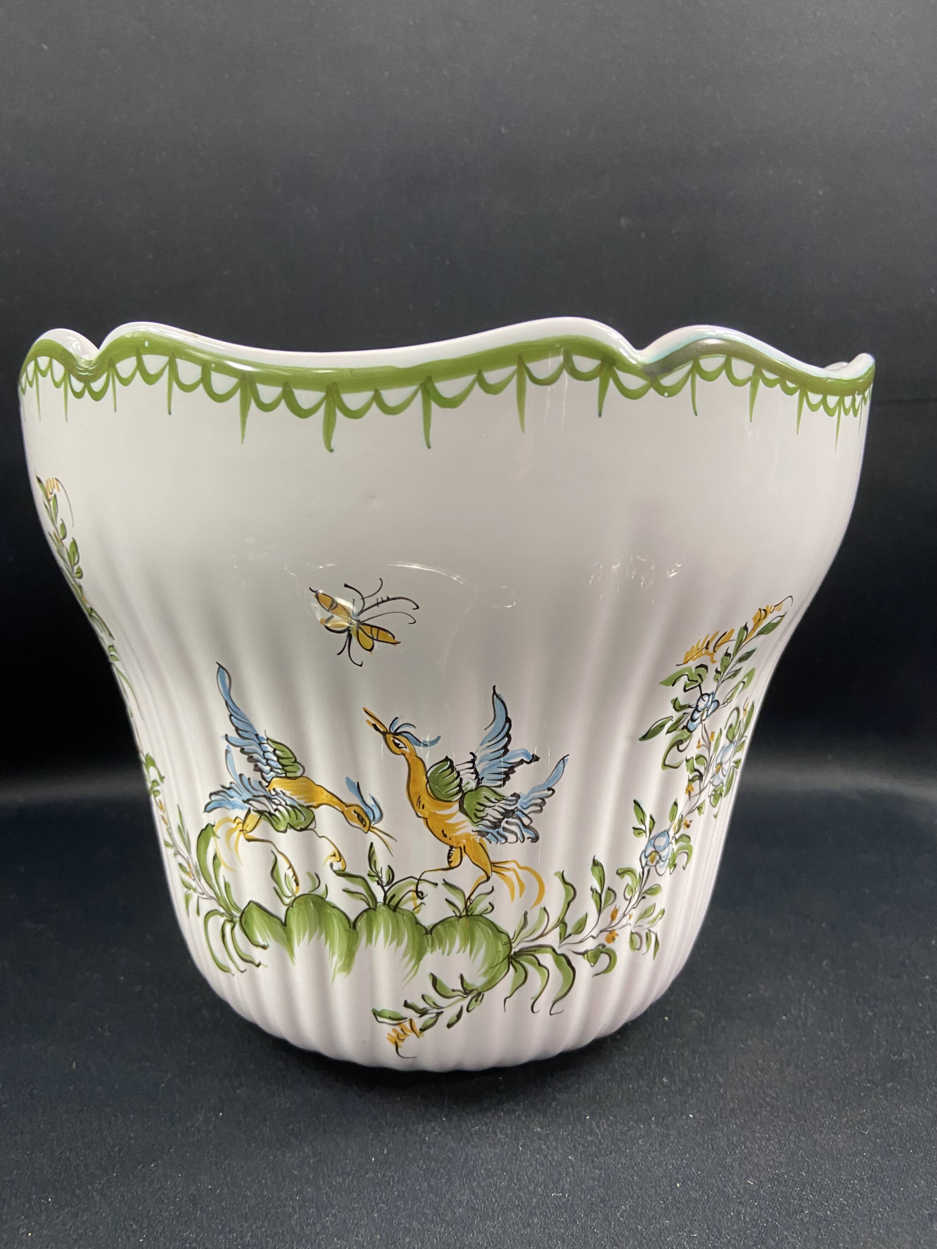 Moustiers earthenware flowerpot