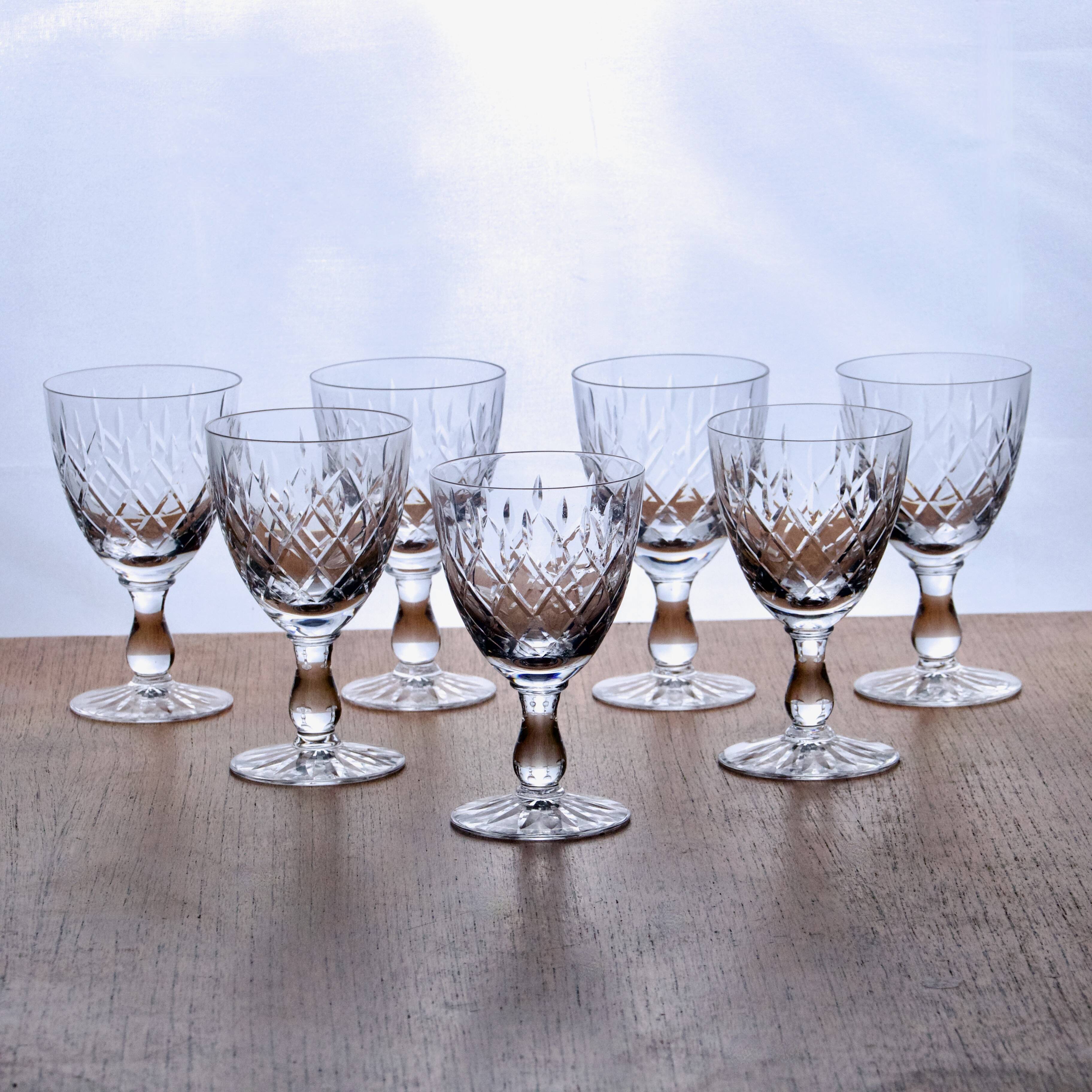 8 old crystal wine glasses house Orrefors Karolina collection