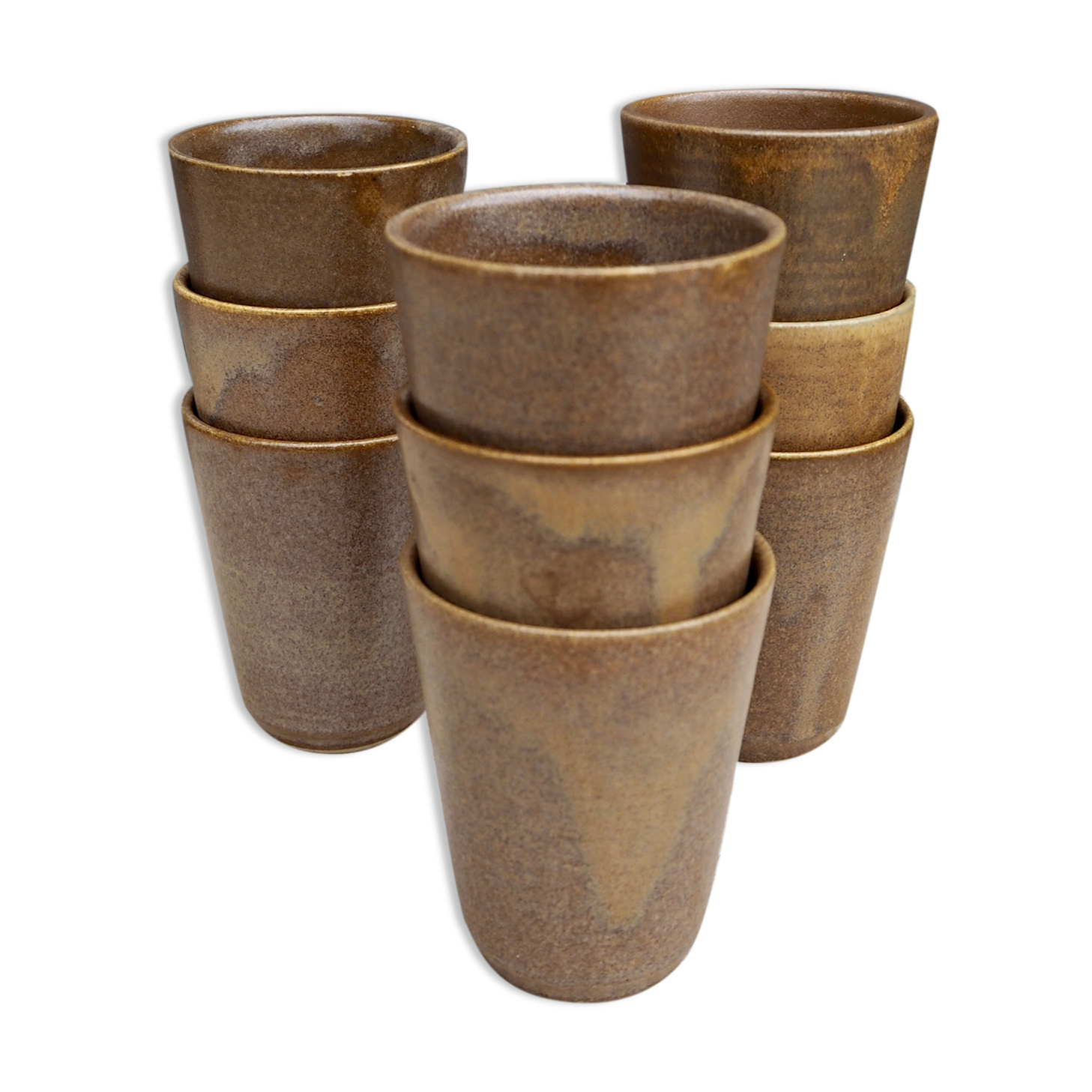 Set of 9 cups in Digoin sandstone