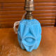 Foot of an old fair lamp chatard moulded blue glass vintage #e495