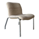 Fauteuil bas vintage chrome et tissu gris/beige