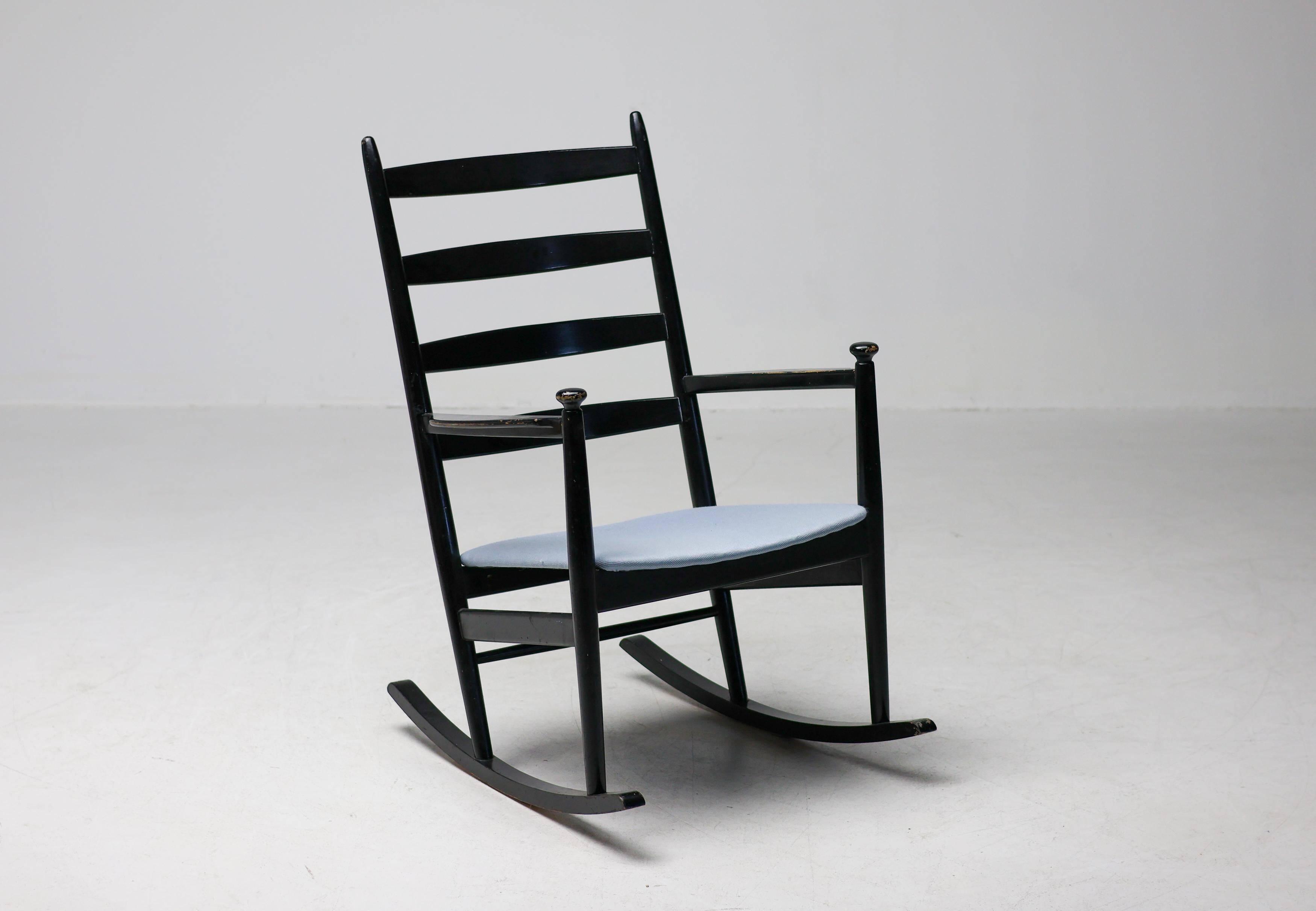 Black beech rocking chair by Niels Eilersen, Denmark, 1960s