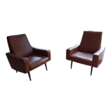 2 armchairs vintage 70s skai brown - beka