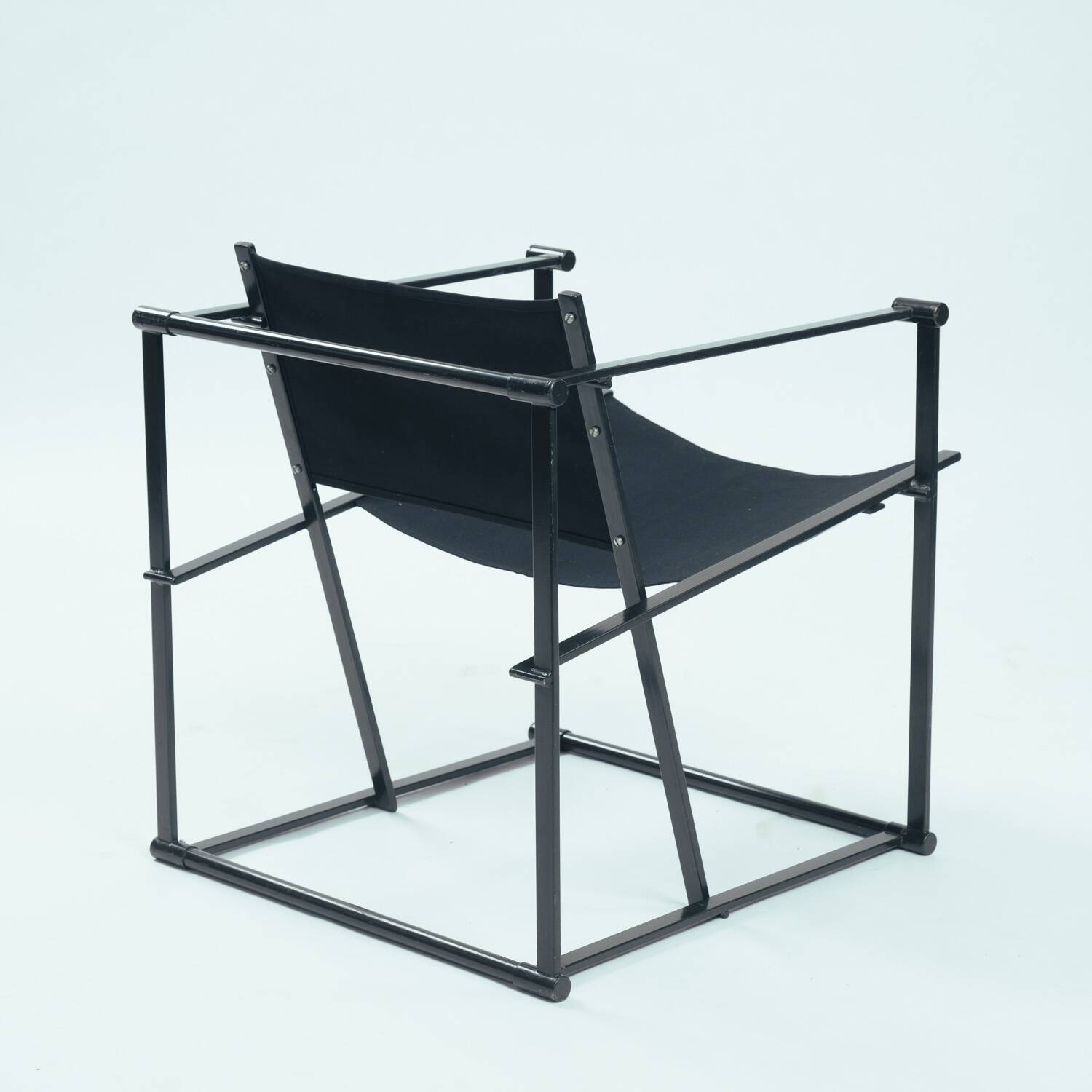 Radboud van Beekum black postmodern cube chair fm62, The Netherlands, 1981