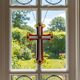 Croix en vitrail – Style Tiffany fait main, décoration murale