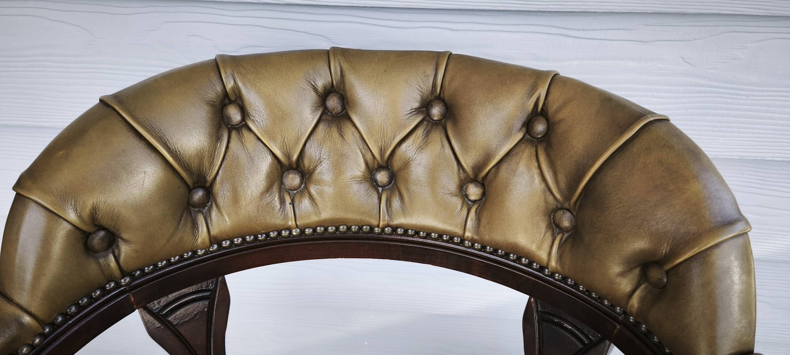 English "Captain" Chesterfield office chair in green leather
