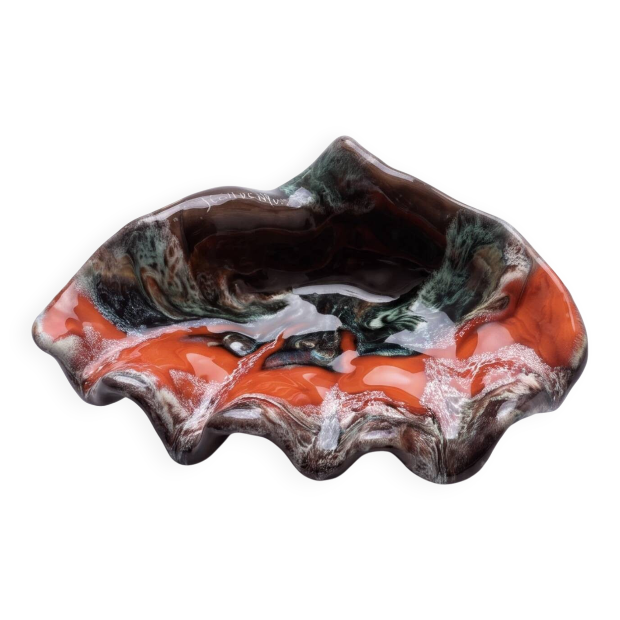 Ceramic ashtray and pocket tray attributed to Vallauris, signed, 1960s.