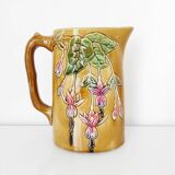 1900 earthenware pitcher with pink flowers