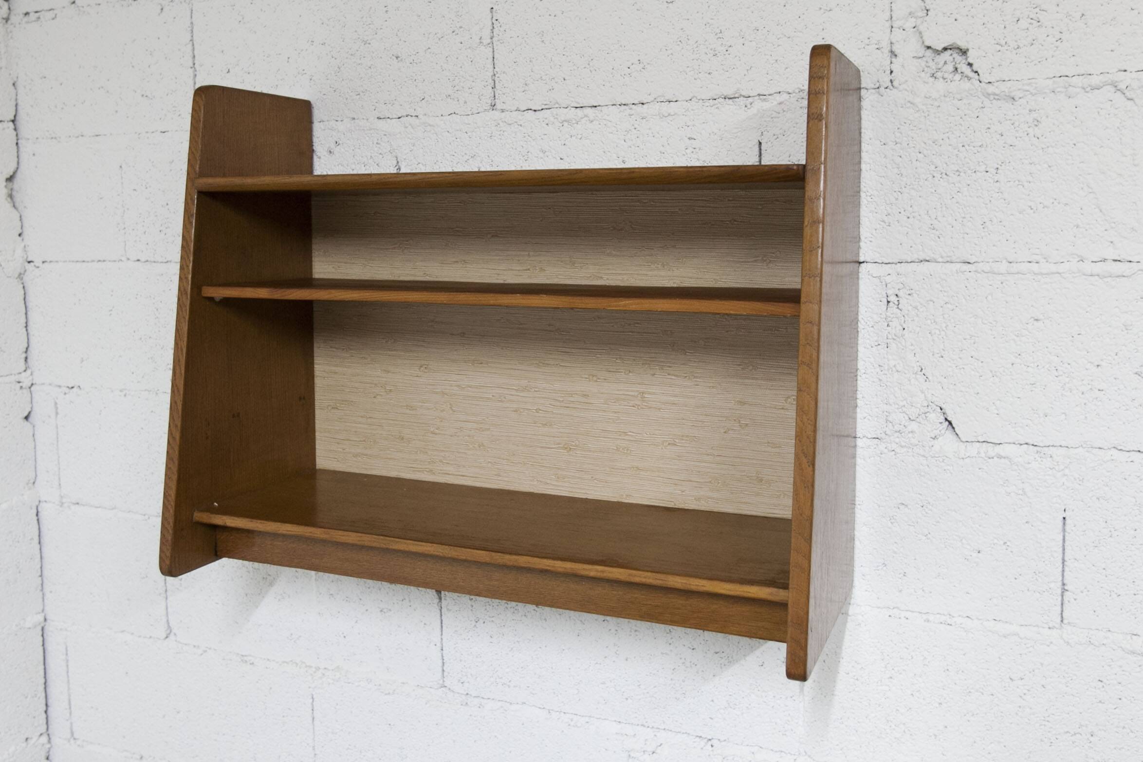 1950 wall shelf solid oak invisible fixings