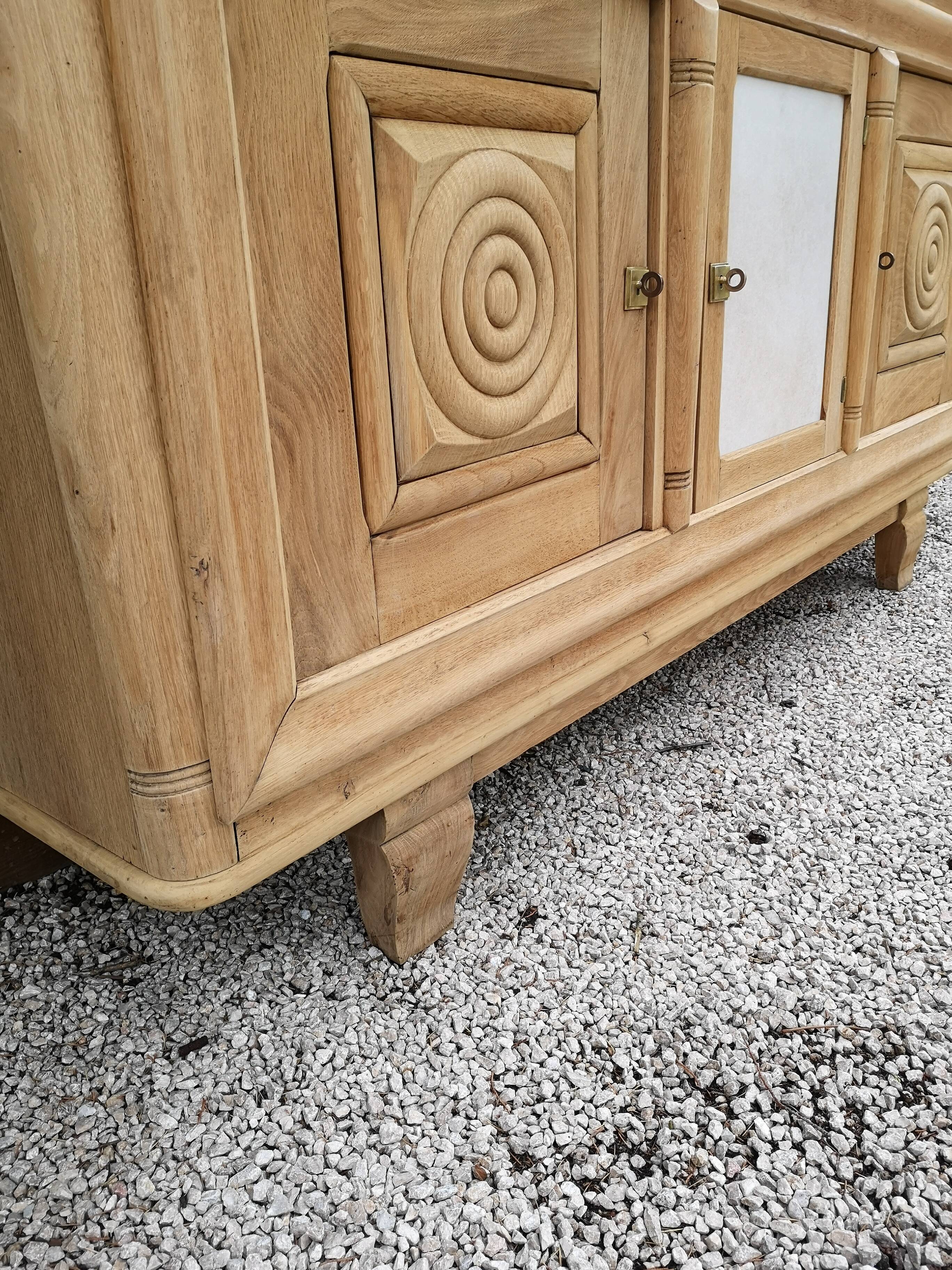 Sideboars-d 2 whitewashed oak doors and 1 beige ceramic door