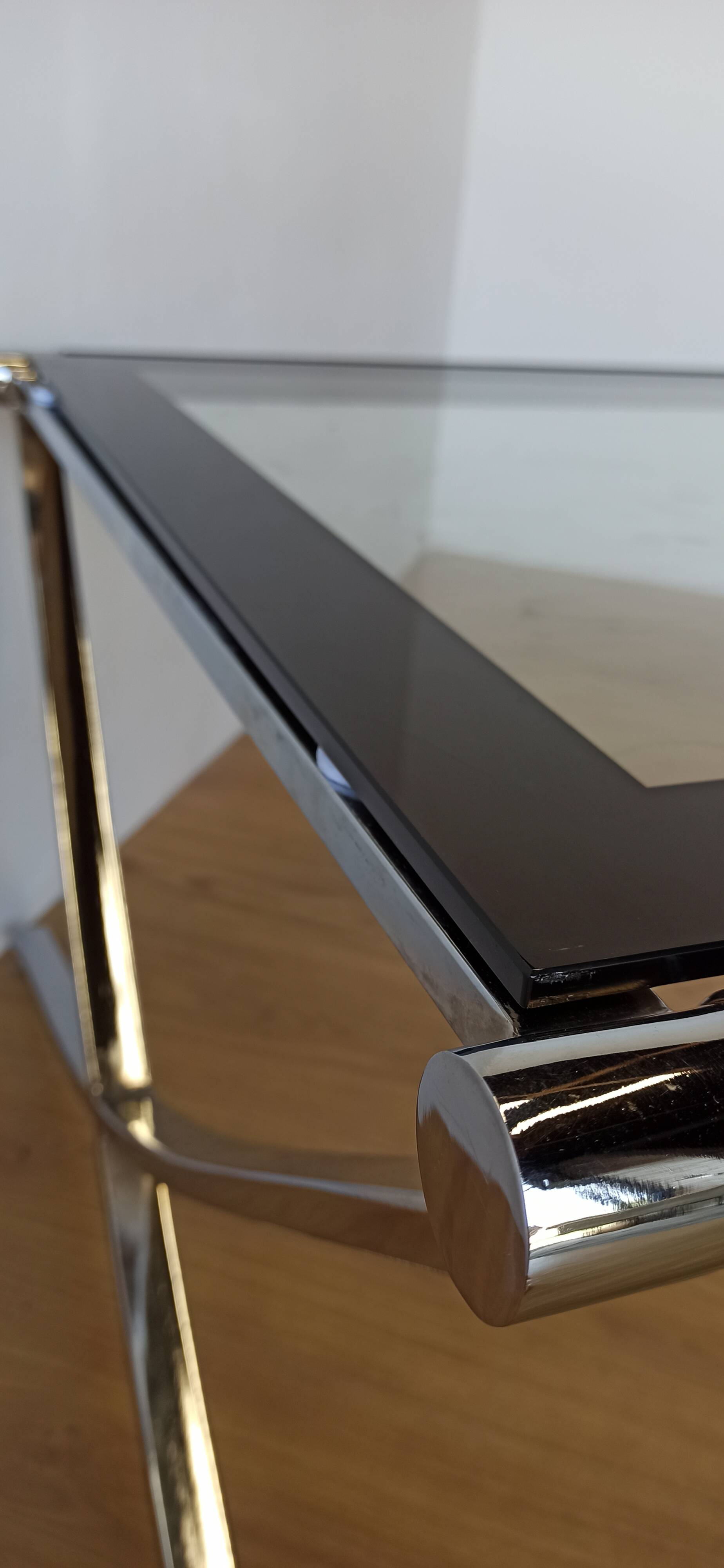 Chrome coffee table from the 1970s.