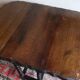 Antique farmhouse patinated extendable table in oak with carved edge, 1900