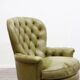 Fauteuil Chesterfield en cuir vert olive