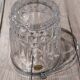 Crystal ice bucket from Arques model Longchamp with diamond point, metal handle.