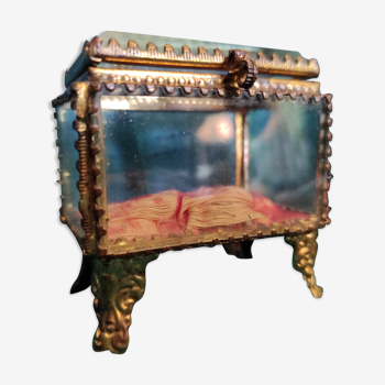 19th century french glass casket jewellery box