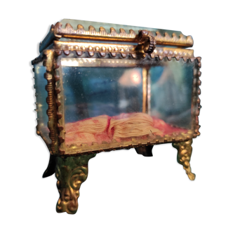 19th century french glass casket jewellery box