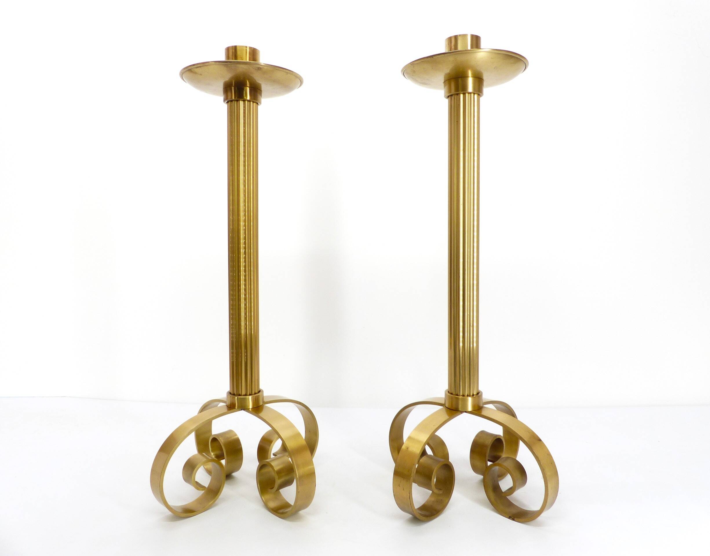 Pair of Scandinavian brass candlesticks Ivar Ålenius Björk for Ystad Metall 1960