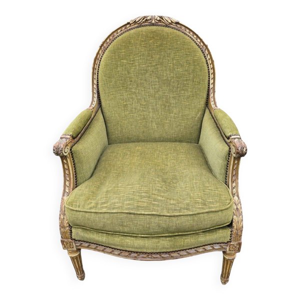 Bergère style louis xvi en bois patiné