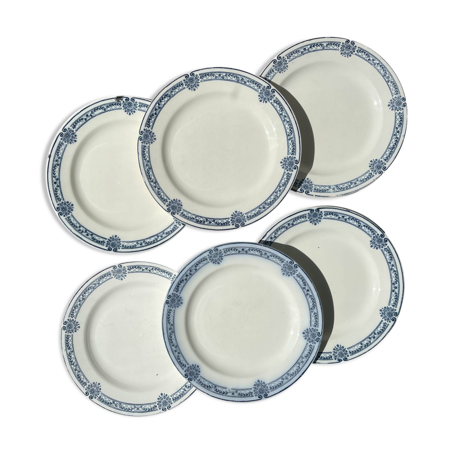 6 Flat plates Terre de fer bleu Salins model Arbois Ennege