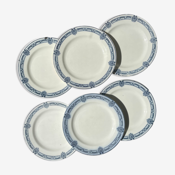 6 Assiettes plates Terre de fer bleue Salins modèle Arbois Ennege