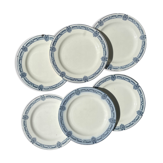 6 Assiettes plates Terre de fer bleue Salins modèle Arbois Ennege