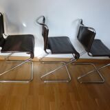 3 chaises en cuir Pascal Mourgue 1960