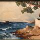 Ancient painting, seaside landscape signed and dated 1932