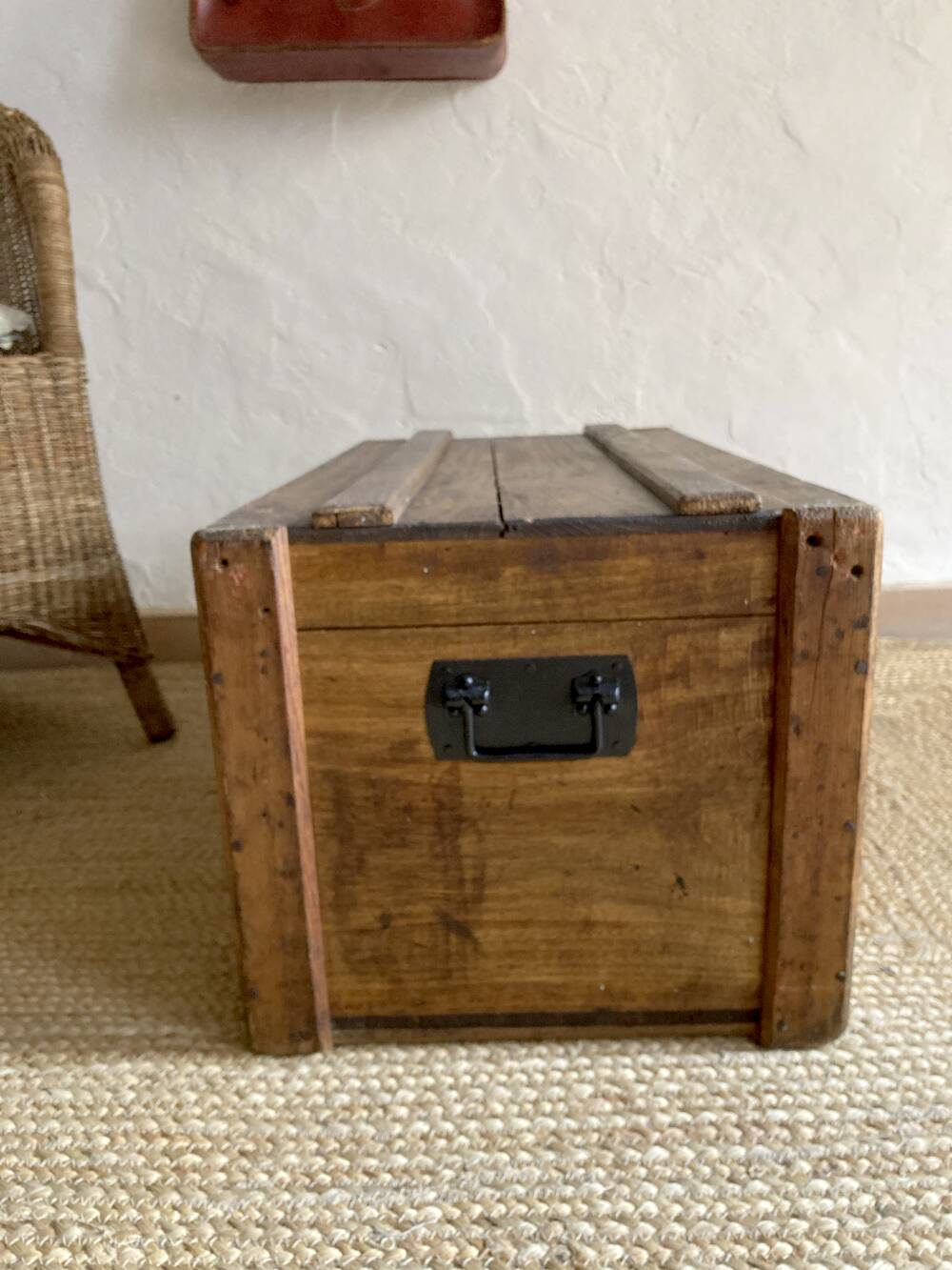 Malle de voyage en bois, années 1930