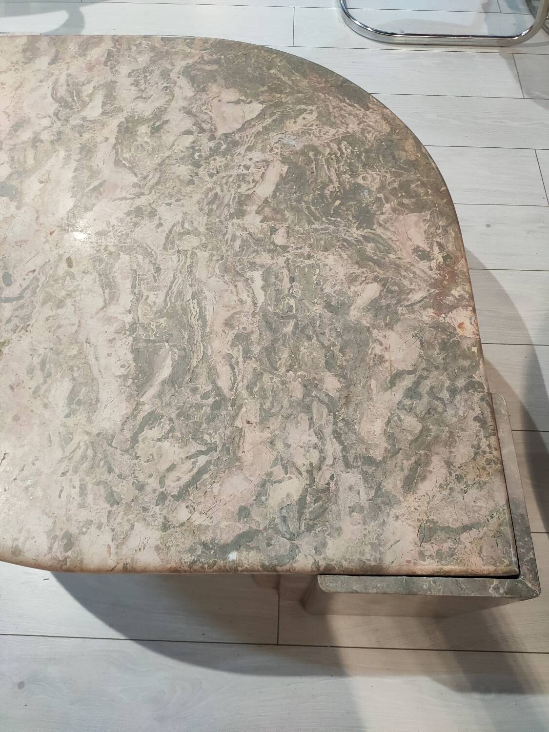 Marble coffee table, old pink water drop shape