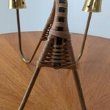 Brass and rattan candlestick