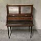 Cylinder desk in mahogany and mahogany veneer, Louis XVI style, 19th century.