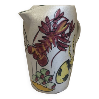 Vintage Spanish Sangria Pitcher Jug with Lobster Decor