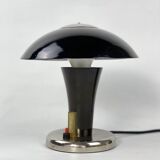 Vintage Bauhaus bedside lamp in brown bakelite and chrome, 1930s
